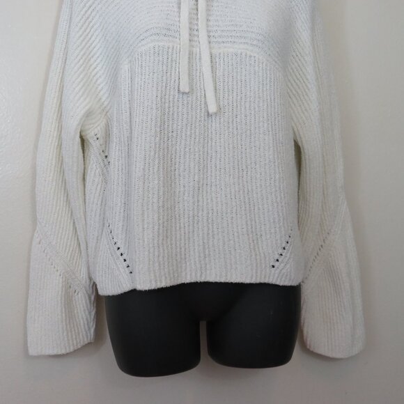 Rag & Bone size Large Sunny Cotton Hoodie Knit Pullover Sweater White Cropped - Picture 4 of 7